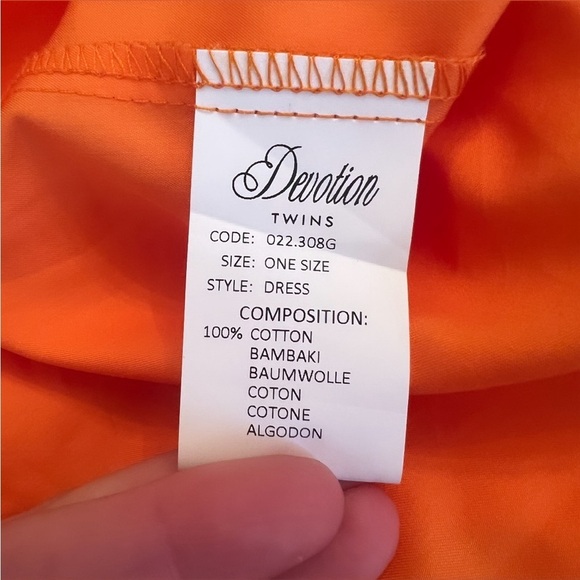 DEVOTION TWINS Bright Orange Cotton Poplin Sleeveless High-Lo Midi Dress OSFM - Picture 14 of 15